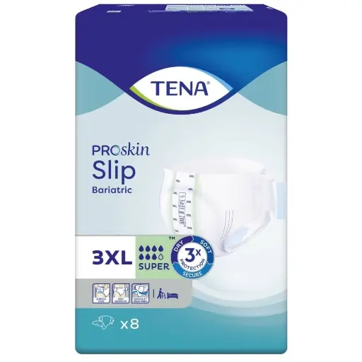 Protection incontinence pour personne en situation d’obésité - TENA Slip ProSkin Bariatric  - 32 slips - 7 Gouttes "Super" - Taille 3XL - Tour de taille 175/244 cm 