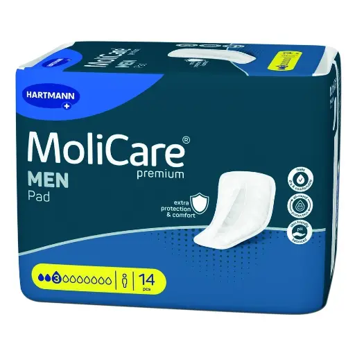 Protections absorbantes masculine - MoliCare Premium Men Pad  - 168 Protections - 3 Gouttes - Dimension: 27 x 18 cm