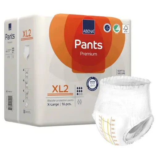 Culotte absorbante moderne et discrète - ABENA Pants Premium  - 96 protections - XL2 7 gouttes - Taux d'absorption: 1900 mL - Tour de taille 130 x 170 cm