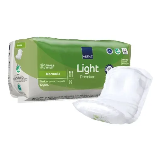 Protection discrète et sécurisante - ABENA Light Premium - 144 protections - 3 gouttes "Normal 2" - Dimension: 26 x 11 cm