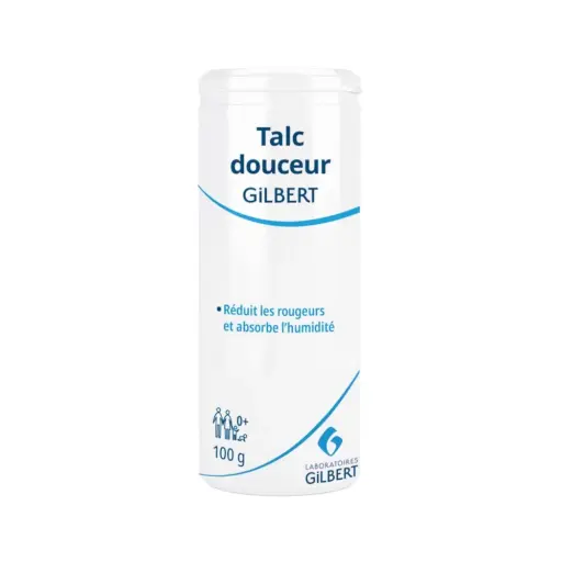 Talc douceur GILBERT – Apaisement, protection et confort pour la peau - Conditionnement : 1 flacon de 100 g