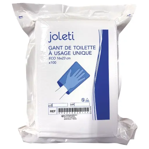 Gant de toilette JOLETI – Très absorbant, doux et non irritant pour la peau - Dimensions : 23 x 16 cm 