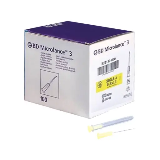 Aiguille de phlébologie BD MICROLANCE : sécurité, précision et performance pour les soins médicaux spécialisés - Gauge: 30G - Jaune - Aiguille 13 x 0,30 mm  - Conditionnement : 1 boîte de 100 (copie)