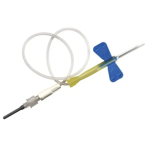 Unité de prélèvement sécurité BD VACUTAINER SAFETY-LOK – Fiabilité et protection lors des prélèvements sanguins - Gauge: 25G - BLEU - Adaptateur pré-monté - Tubulure 17,8 cm - 19 x 0,50 mm - Conditionnement : 1 boîte de 50