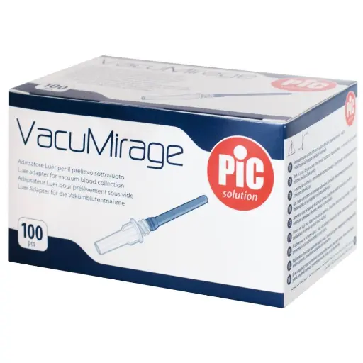 Adaptateur Luer VACUMIRAGE : dispositif stérile pour prélèvement sanguin - Gauge: 21G - Conditionnement : 1 boîte de 100