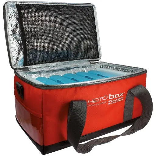 Mallette HEMOBOX – Sécurité et isolation thermique pour le transport de prélèvements biologiques - MEDIUM - Dimensions: L. 34 x l. 21 x H. 15,5 cm