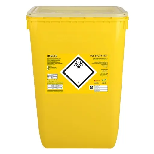 Fût en plastique CLINISAFE Marque HOSPIDEX – Stockage et élimination sécurisée des déchets médicaux - FÛT 50 L - Sans opercule - L. 40 x l. 30 x H. 55 cm