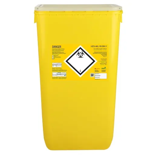 Fût en plastique CLINISAFE Marque HOSPIDEX – Stockage et élimination sécurisée des déchets médicaux - FÛT 60 L - Sans opercule - L. 40 x l. 30 x H. 67 cm