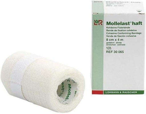 Bande cohésive MOLLELAST HAFT – Fixation et immobilisation médicale - Dimensions  L. 4 m x l. 8 cm