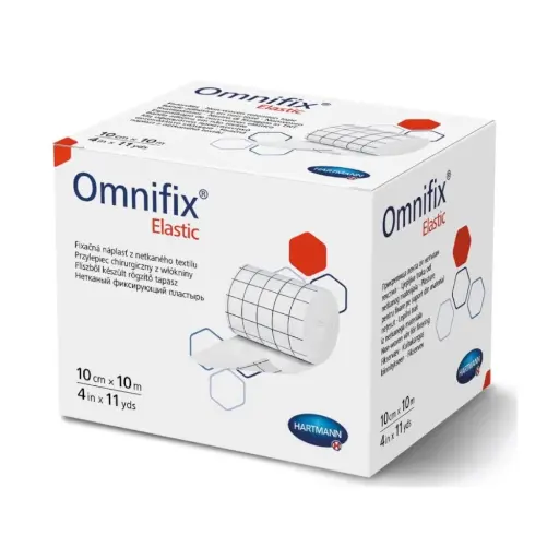 Bande OMNIFIX ELASTIC – Bande adhésive en non-tissé pour la fixation souple des pansements et du petit matériel médical - Dimensions: L. 10 m x l. 2,5 cm - Conditionnement : 1 boîte de 2 