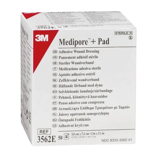 Pansement absorbant stérile multi-extensible 3M MEDIPORE + PAD (18) : le choix idéal pour les soins des plaies chez Médical Occitanie - Conditionnement : 1 boîte de 50 (2 Tailles)