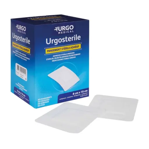 Pansement URGO stérile – Support non tissé extensible – Adhésif 4 côtés – Conditionnement : 1 boîte de 50 