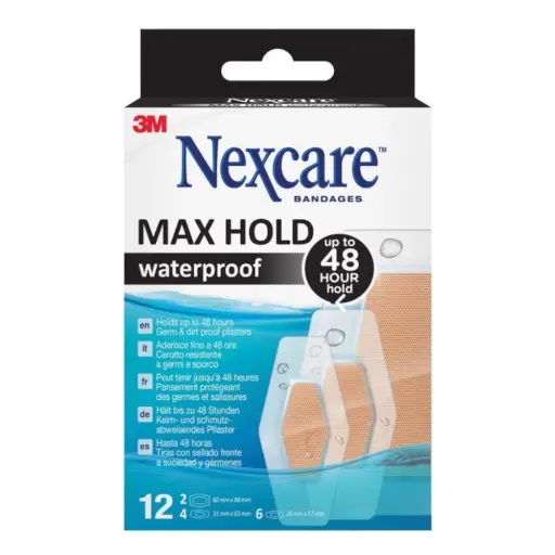 Pansement waterproof NEXCARE : protection étanche, durable et performante pour toutes les activités - MAX Hold - Condtionnement : 1 boîte de 12 